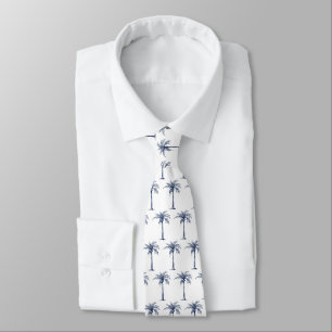 Corbata Patrón de palma azul marino tropical