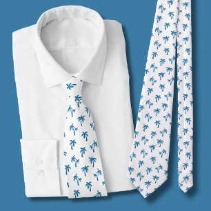 Corbata Patrón de palma tropical azul