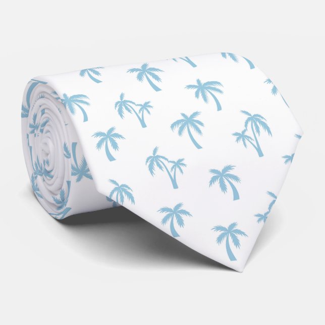 Corbata Patrón de palma tropical bebé azul (Enrollado)
