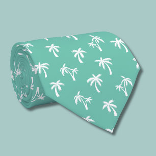 Corbata Patrón de palma tropical verde marino