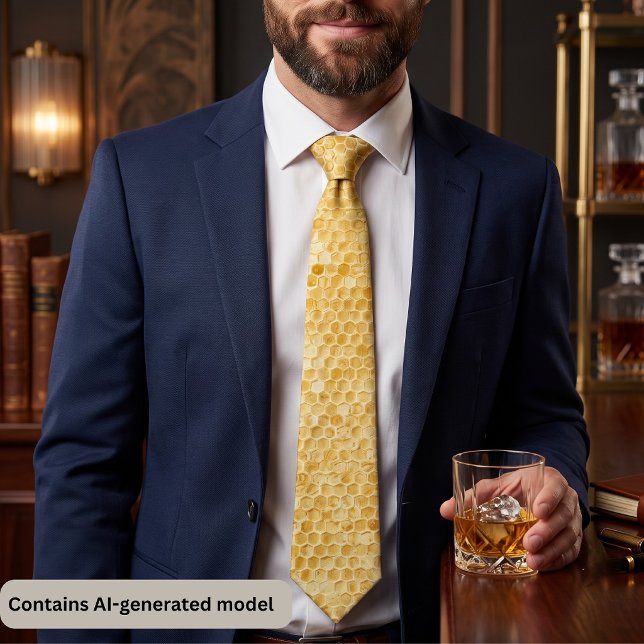 Corbata Patrón de panal de abeja amarillo dorado (Subido por el creador)