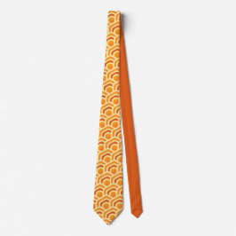 Corbata Patrón de panal retro de ondas hexágono naranja