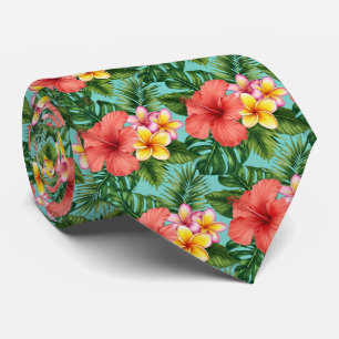Corbata Patrón de Paraíso Floral Tropical