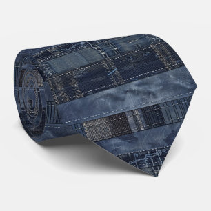 Corbata Patrón de parches de mezclilla índigo rústico