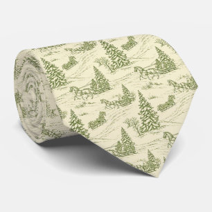 Corbata Patrón de paseo en trineo de Navidad en toile verd