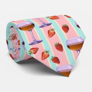Corbata Patrón de pastel con copas de vino y fresas