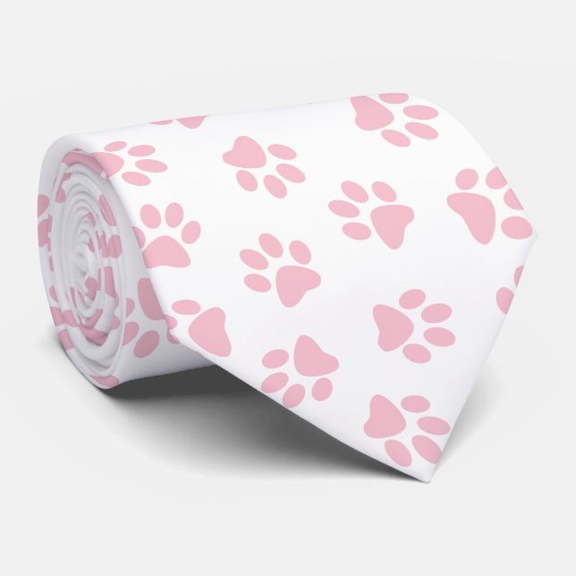 Corbata Patrón De Patas, Patas De Perro, Patas De Bebé Ros (Enrollado)