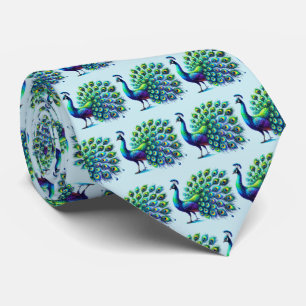 Corbata Patrón de pavo real con azulejos Cool
