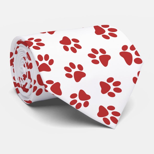 Corbata Patrón De Paws, Paws De Perro, Papas Rojas (Enrollado)