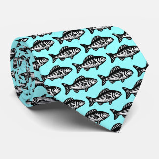 Corbata Patrón de peces - Blanco y negro sobre el ámbar