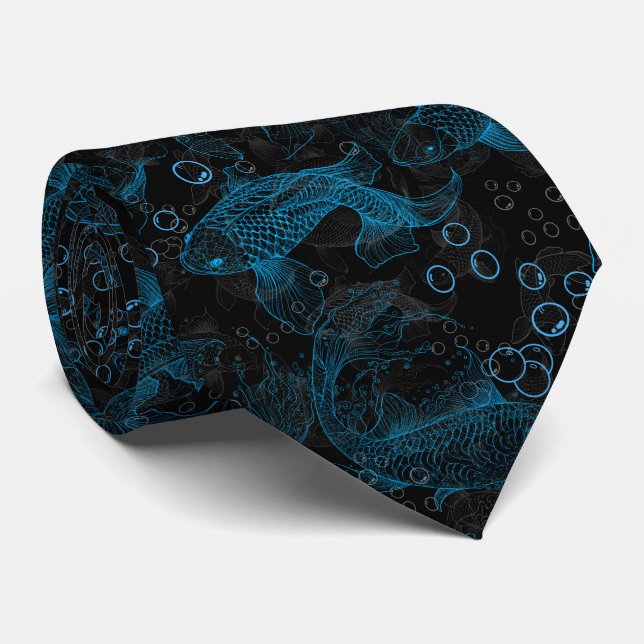 Corbata Patrón de peces de capas 01.blue.b (Enrollado)