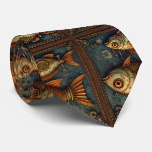 Corbata Patrón de peces steampunk