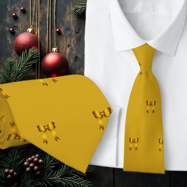 Corbata Patrón de pequeños lazos de Navidad dorados (Subido por el creador)