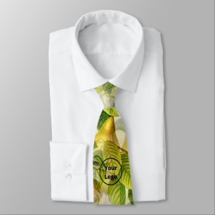 Corbata patrón de peras y hojas del logotipo del personali