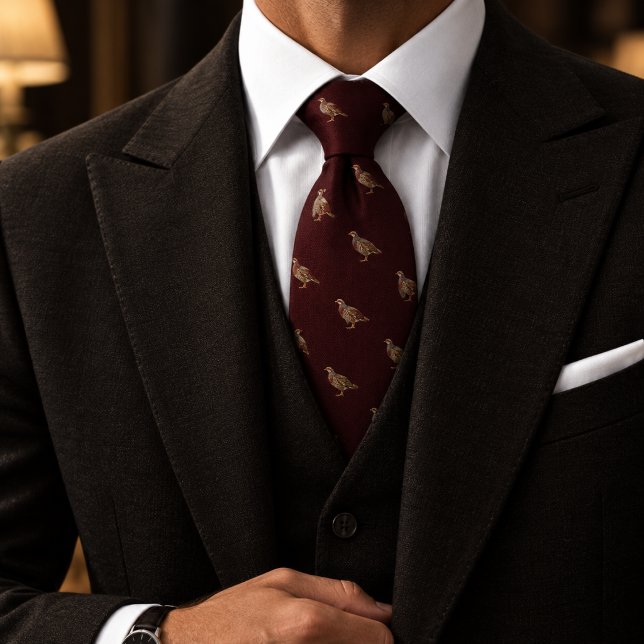 Corbata Patrón de perdiz de espina de arenque de burdeos d (Subido por el creador)