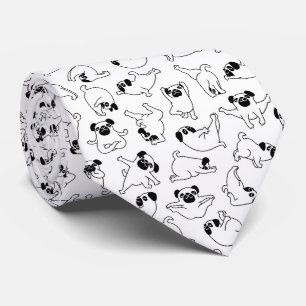Corbata patrón de perro de yoga lindo sobre fondo blanco
