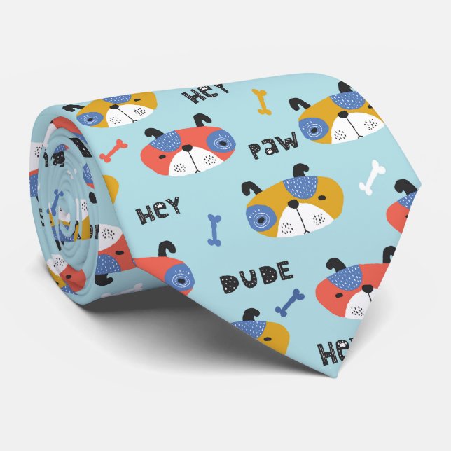 Corbata Patrón de perro lindo y divertido (Enrollado)