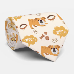 Corbata Patrón de perro lindo y divertido (Bulldog)