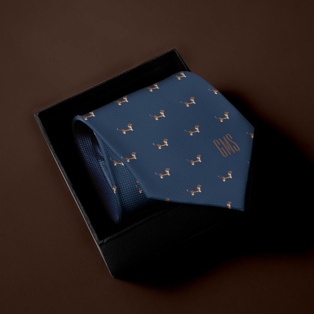 Corbata Patrón de perros Beagle Monogramado (Subido por el creador)