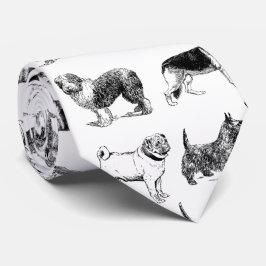 Corbata Patrón de perros de color blanco y negro