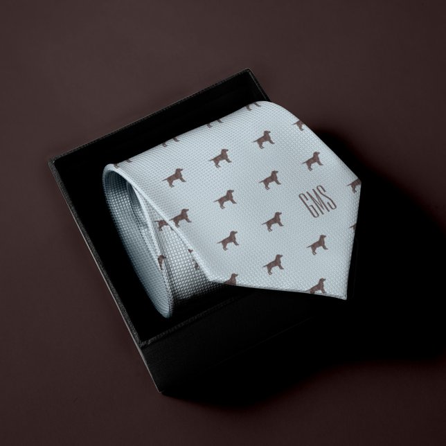 Corbata Patrón de perros labrador de chocolate monogramado (Subido por el creador)