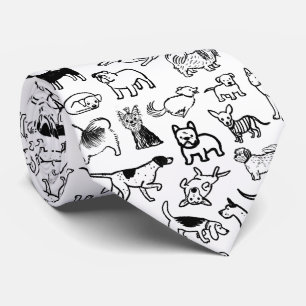 Corbata Patrón de perros negros y blancos   Guay Canine Lo