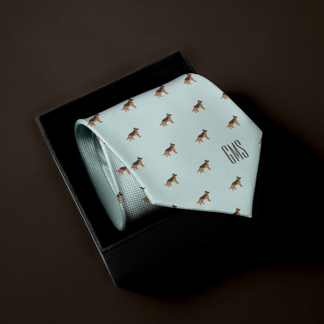 Corbata Patrón de perros pastores alemanes monogramado (Subido por el creador)