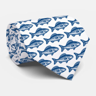 Corbata Patrón de pescado: azul shibori sobre blanco