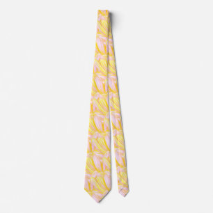 Corbata Patrón de Pétalo de Flor Amarillo Mantequilla Suav