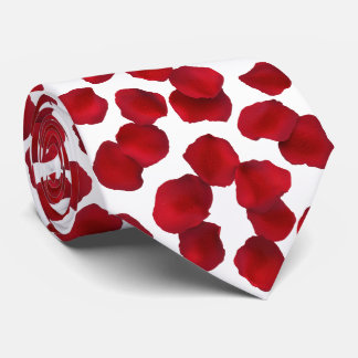 Corbata Patrón de Pétalos de Rosa Roja