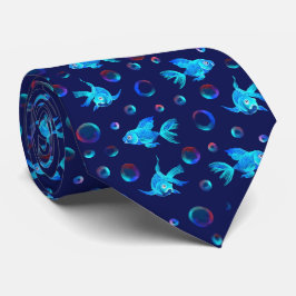 Corbata patrón de pez azul