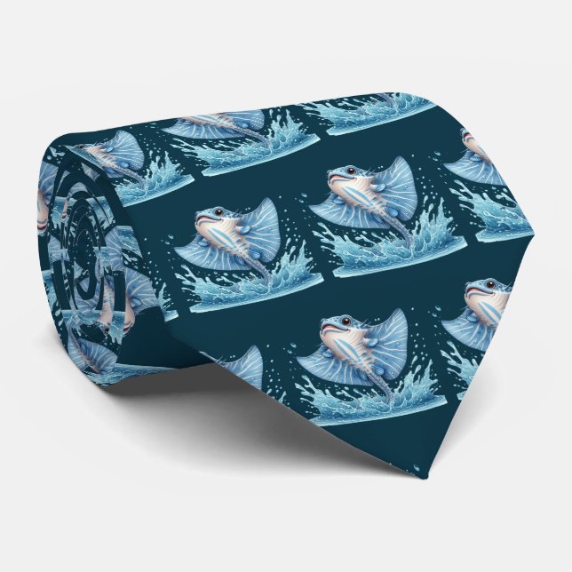 Corbata Patrón de pez de azulejos genial (Enrollado)
