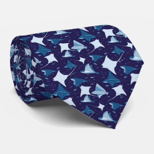 Corbata Patrón de pez mantarraya raya azul