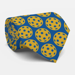 Corbata Patrón de Pickleball azul y amarillo