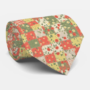 Corbata Patrón de picnic de patchwork floral pastel (12)