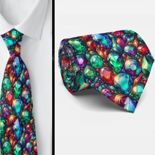 Corbata Patrón de Piedra Preciosa de Tonos de Joyas