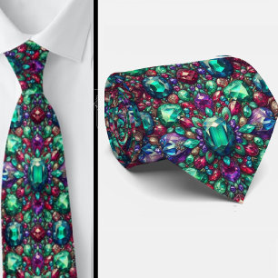 Corbata Patrón de piedras preciosas de tonos joya
