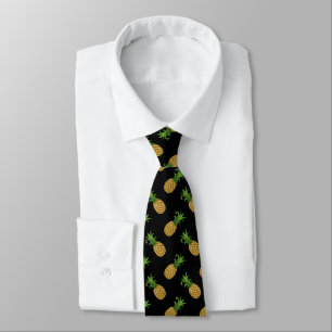 Corbata Patrón de piña angulada de moda en el taco negro