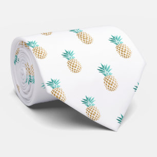 Corbata patrón de piña de oro fresco de verano fresco trop