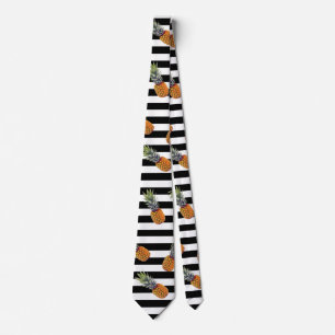 Corbata Patrón de piña de verano giratorio Banda negra