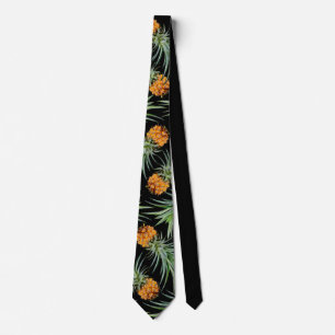 Corbata Patrón de piña tropical en negro