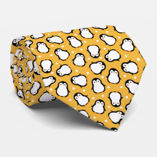 Corbata Patrón de pingüino amarillo lindo