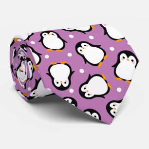 Corbata Patrón de pingüino lindo Patrón púrpura