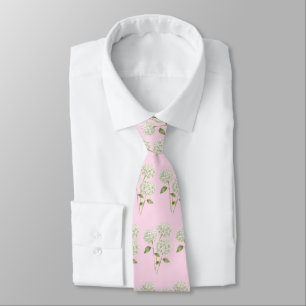 Corbata Patrón de pintura de flor de Hortensia Blanca