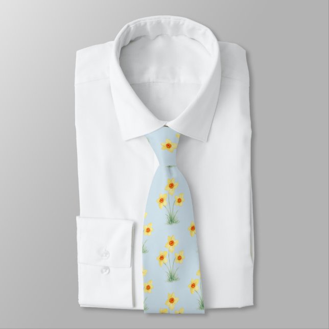 Corbata Patrón de pintura de flores de primavera de narcis (Atado)