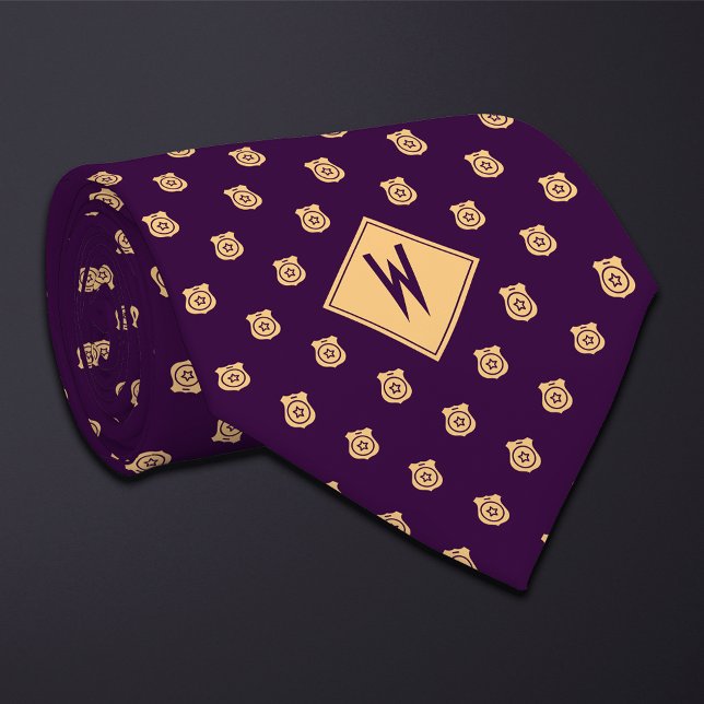 Corbata Patrón de placa de policía morada (Subido por el creador)