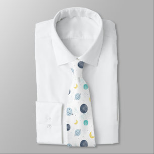 Corbata Patrón de plano de espacio azul acuarela