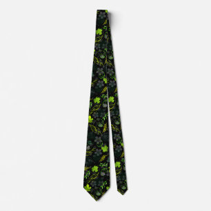 Corbata Patrón de plantas A03.b Negro BG