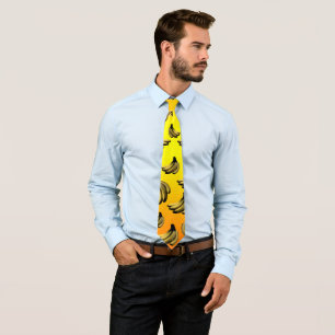 Corbata Patrón de plátanos amarillo dorado,