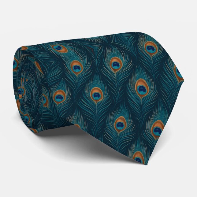 Corbata Patrón de pluma de pavo real (Enrollado)